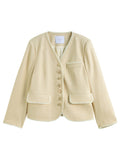 DUSHU Plus Size Women's Tassel Hairy Short Coat 2025 Spring New Office Lady Fashion V-neck Casual Loose Coat 25DS81079