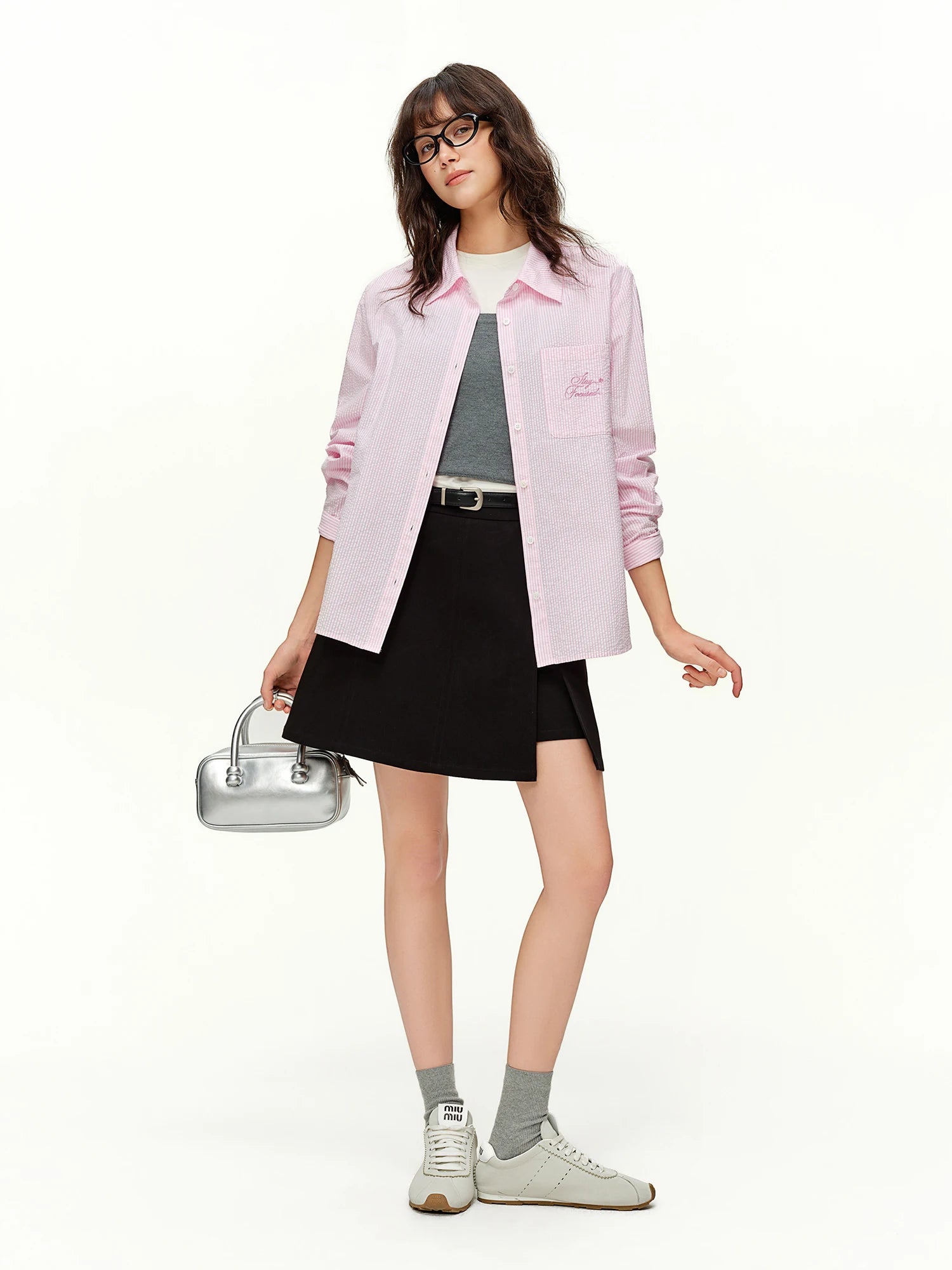 DUSHU 2026 Spring Women's Minimalist Striped Shirt, Slim Fit Long Sleeve Blouse for Office Layering & Effortless Commute Style