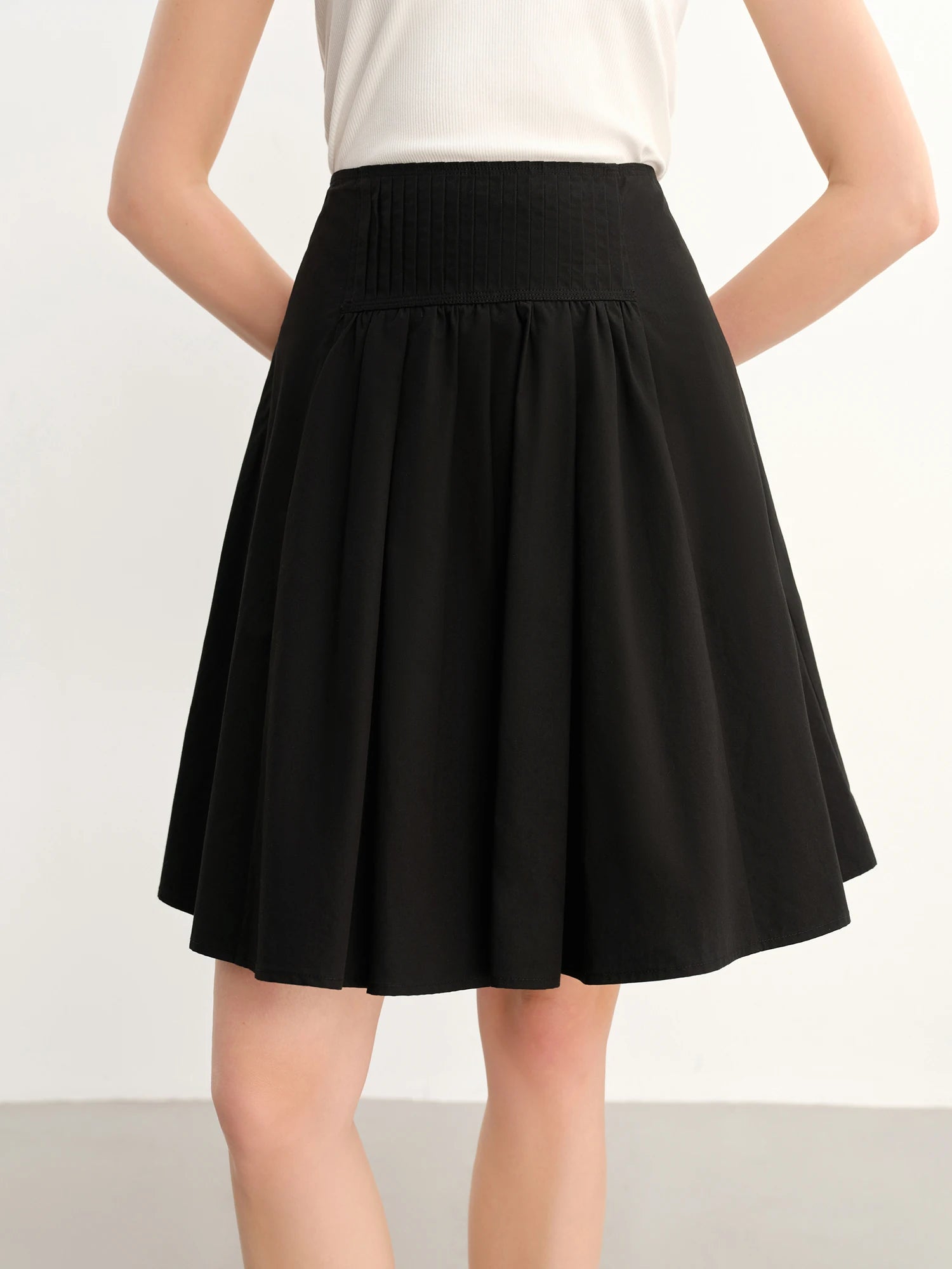 DUSHU Chic Casual Black Slimming Design Versatile A-Line Skirt - 2025 Summer New Arrival Skirts for Women 25DS82839