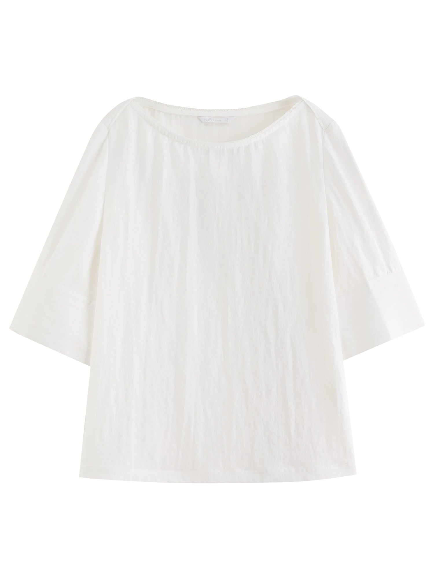 DUSHU One-shoulder commuter shirt 2025 autumn new simple loose split three-quarter sleeve top 25DS83195