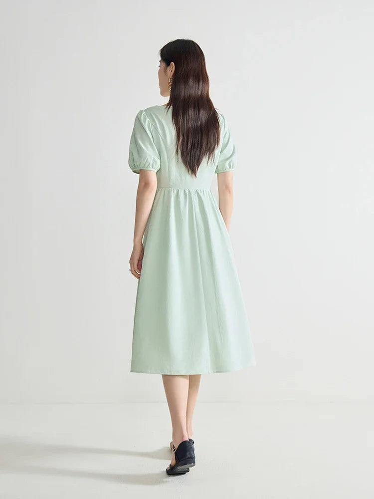 DUSHU Jacquard New Chinese Style Dress For Summer New Elegant Button Up Chinese Style High Waisted Women Dress 24DS82668