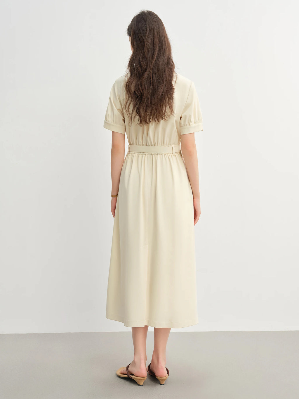 DUSHU Summer 2025 Textured Shift Dress - Fluid Waist Streamlined Silhouette Round Neck Resort to Office
