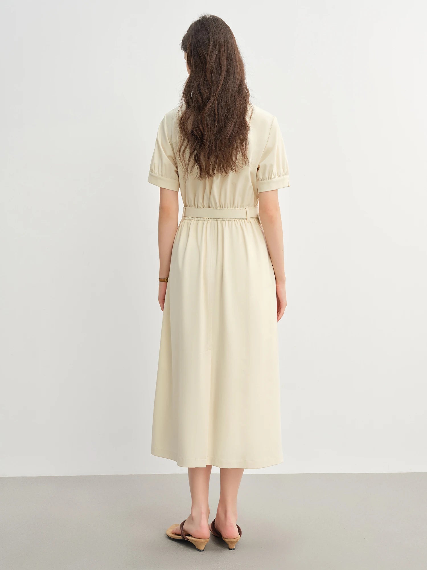 DUSHU Summer 2025 Textured Shift Dress - Fluid Waist Streamlined Silhouette Round Neck Resort to Office