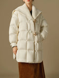 DUSHU 196.5G Filling Amount College Style Beige Gentle Warm Down Jacket 2024 Winter New Design Down Coat For Women 24DS84079