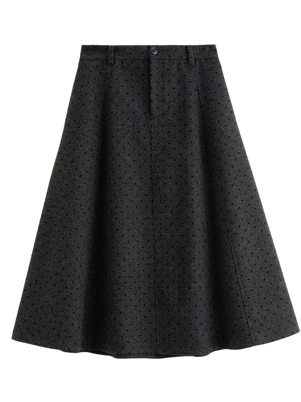 DUSHU 2025 Winter Women's High Waist Polka Dot Full Skirt with Elastic Back - A-Line Mid-Length Flared Skirt for Daily