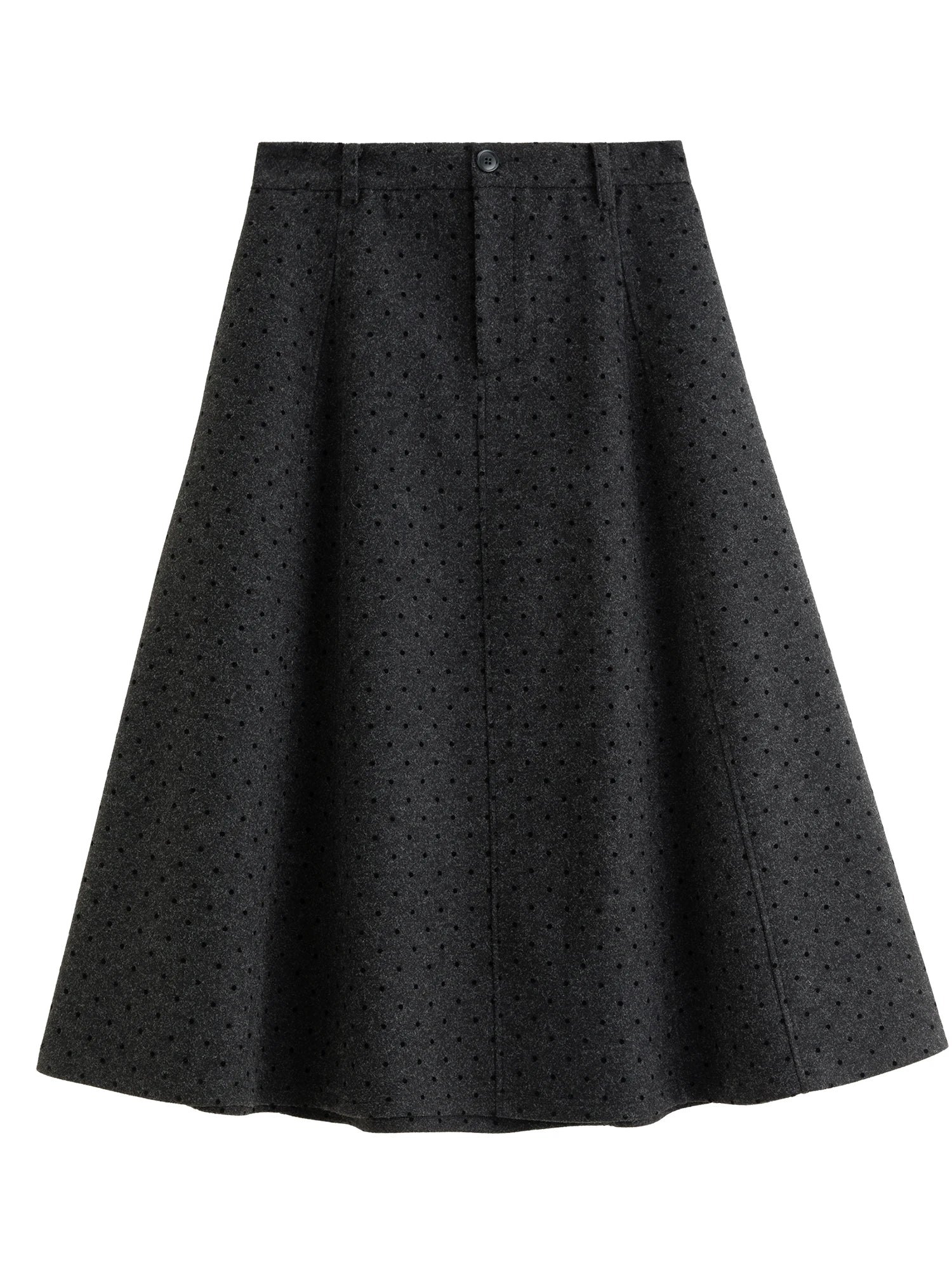 DUSHU 2025 Winter Women's High Waist Polka Dot Full Skirt with Elastic Back - A-Line Mid-Length Flared Skirt for Daily
