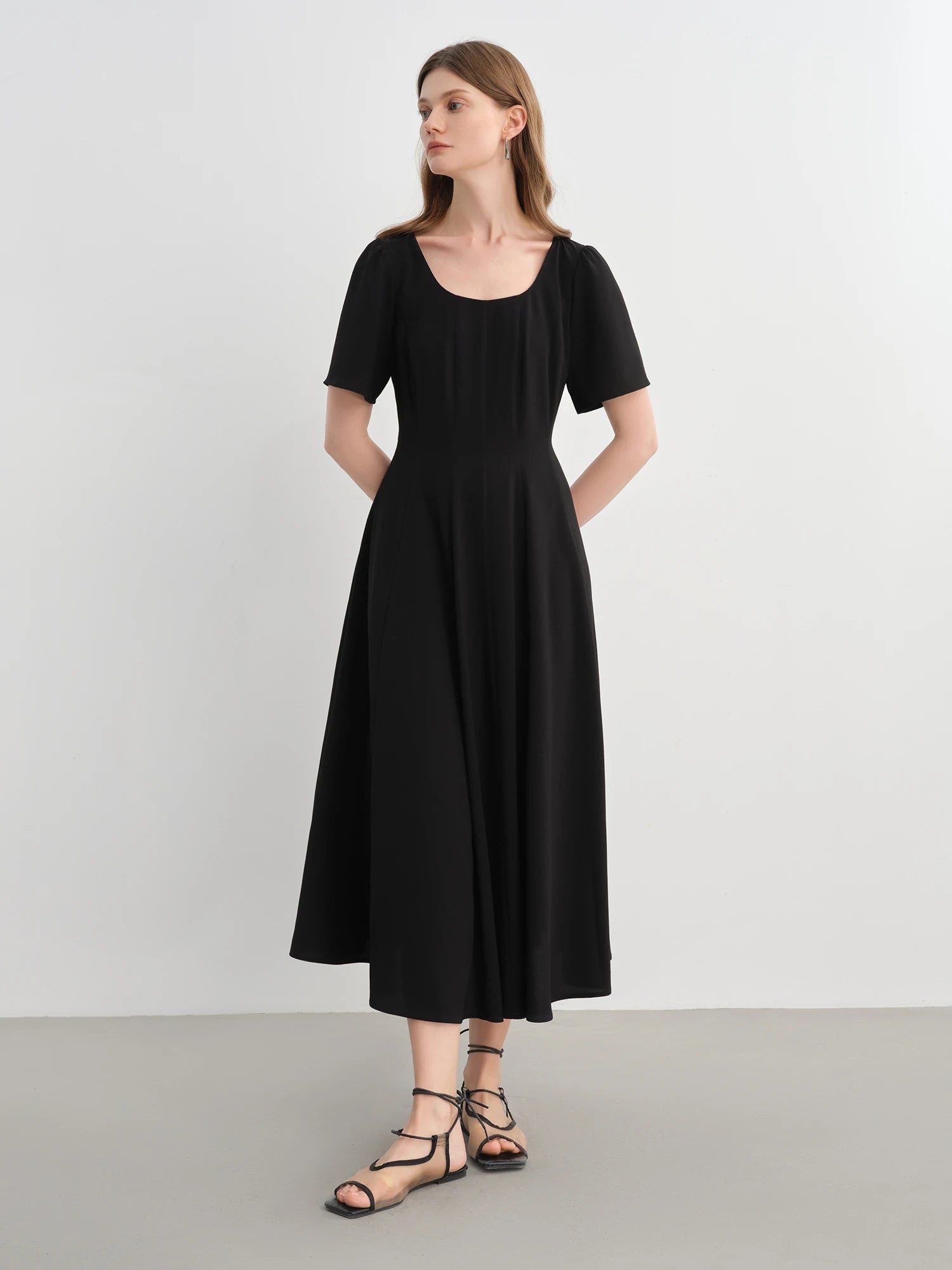 DUSHU [Line Carving Series] Fresh Three-color Gentle Temperament Dress 2025 Summer Design Dress 25DS82801