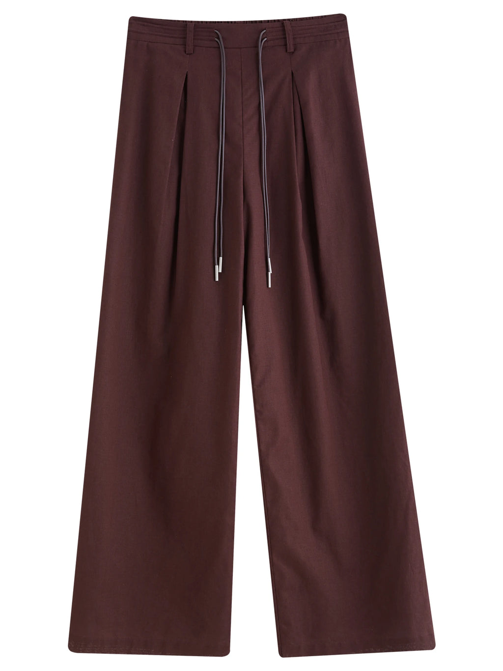DUSHU Women Linen Drawstring Wide-leg Pants 2025 Summer New Cotton Knitted Drape Loose High Waist Slim Casual Pants 25DS82737