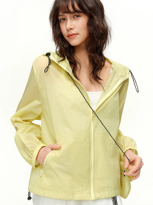 DUSHU 2026 Spring Women's Lightweight Sun Protective Hooded Jacket Casual Windbreaker for Outdoor Commute Sustainable Lifestyle