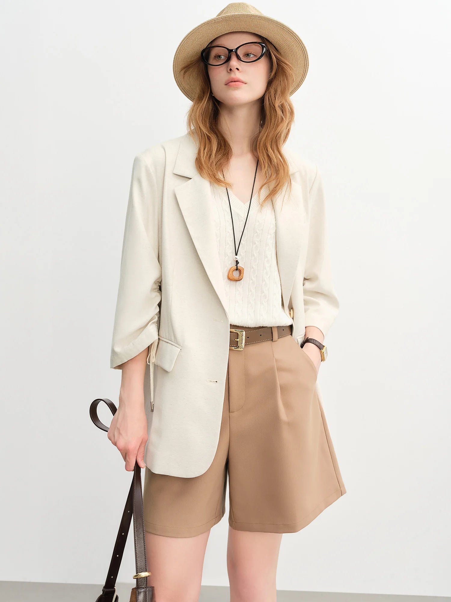 DUSHU Plus-Size Women's Urban Impressions Stylish Blazer for Commuting 2025 New Arrival Slimming Top Blazer Coat 25DS83145