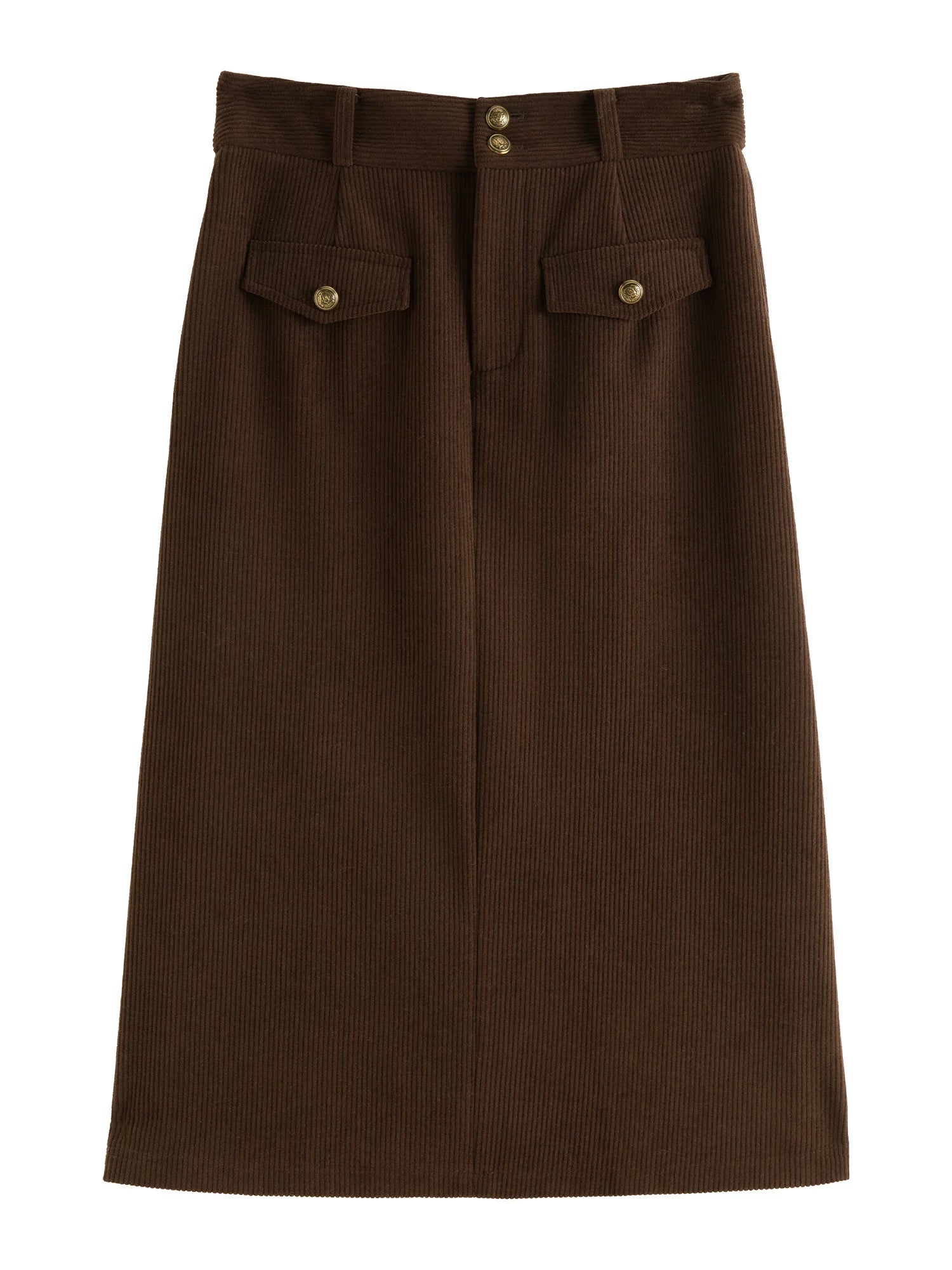 DUSHU【2 Length】Women Winter Corduroy Long Skirt Thicken Lining Fleece Female Brown Mini Skirts Women Skirt 24DS84373+24DS84273