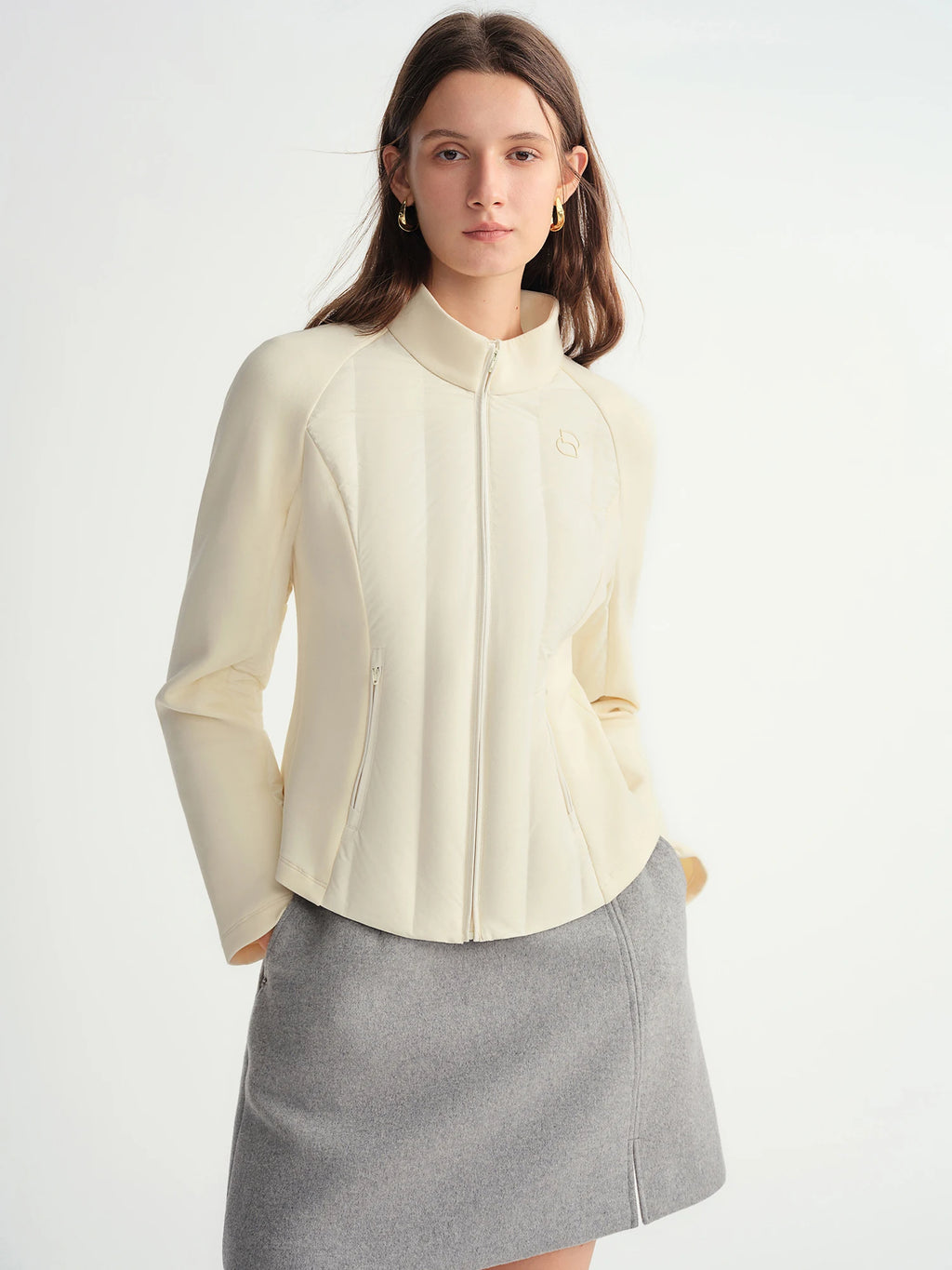 DUSHU Plus Size Women's Down Lined Patchwork Slim Fit Stand Collar Short Jacket 2025 New Arrival Winter Warm Outerwear Coats