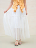 DUSHU Plus Size Women Clothing Fairy Drape Elegant Mesh Skirt 2025 Summer New Arrival White Romantic Skirt for Women 25DS82503