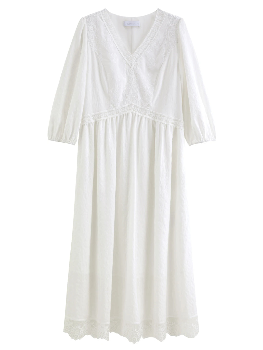 DUSHU 2026 Spring Women's Lace Panel V-Neck A-Line Dress - Flattering Slim Fit Office Commute Mid-Length Elegant Dress