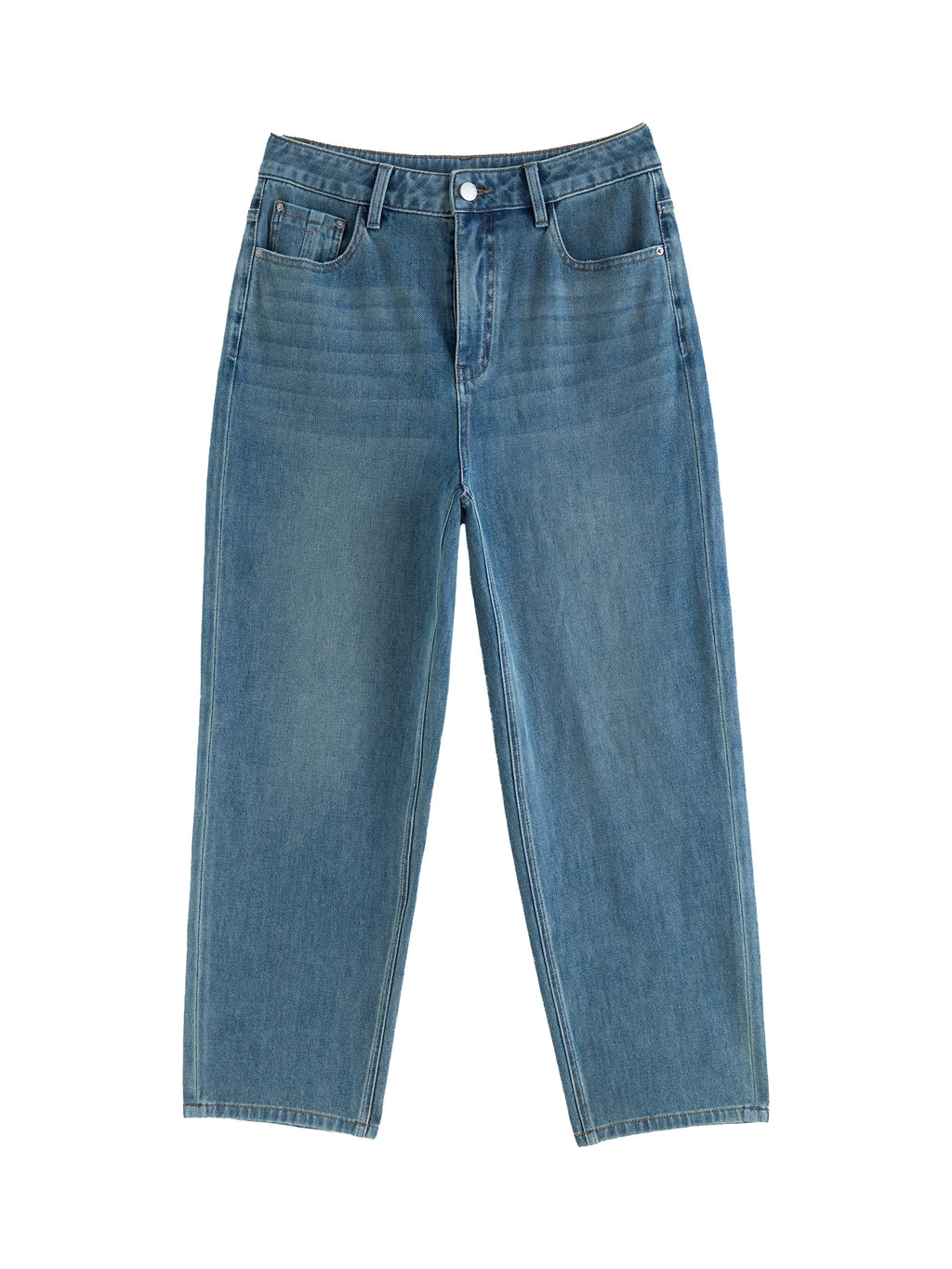 DUSHU【2 Colors】Women Winter Thicken Jeans Cotton Elastic Tapered Cropped Trousers High Waist Denim Black Female Jeans 24DS84165