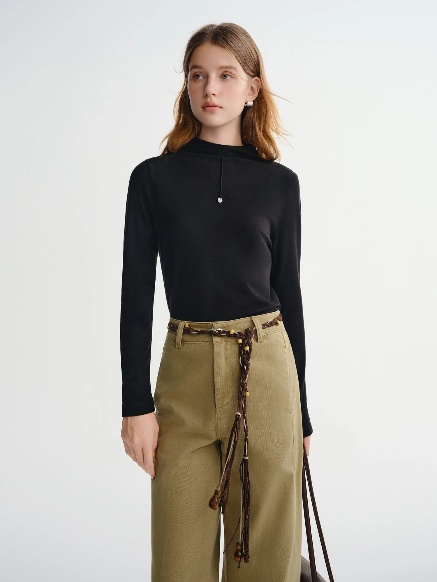 DUSHU Winter 2025 Women Antibacterial Skin-Friendly Layering Top - Versatile Soft Touch Basic Shirt for Casual Elegant Commuting