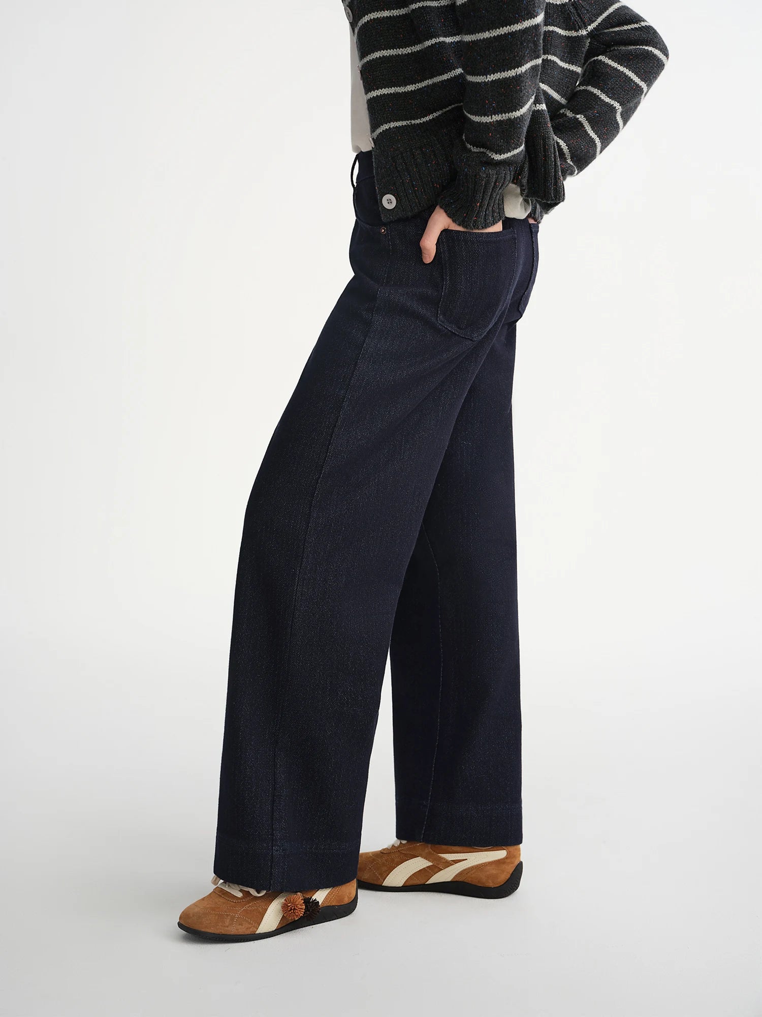 DUSHU 2025 Winter Women Herringbone Texture Straight Leg Jeans - Classic Denim Pants Comfortable Fit for Everyday Casual Wear