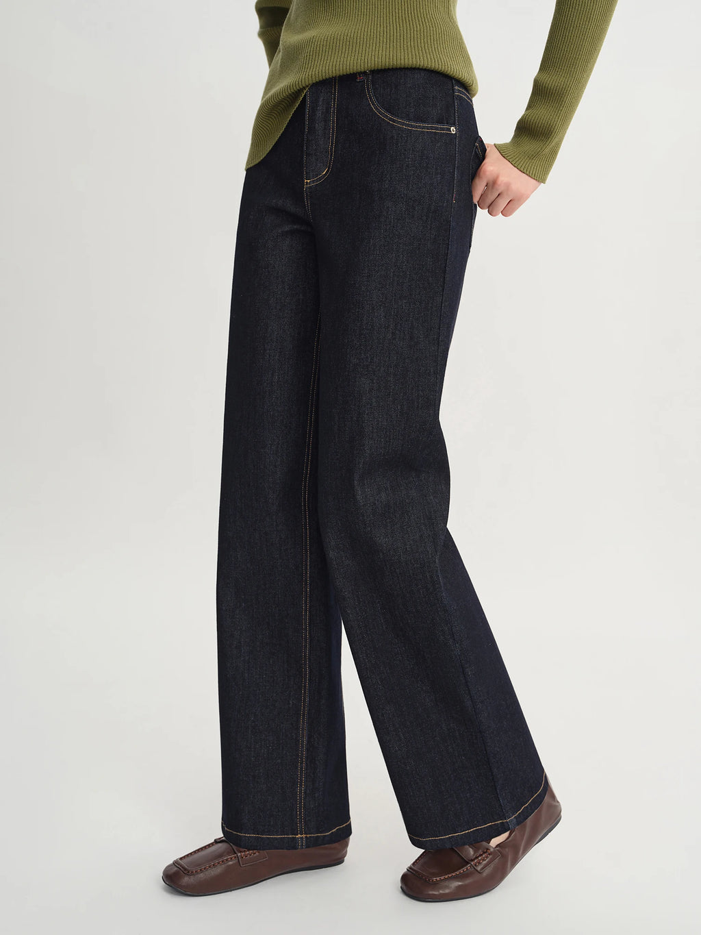 DUSHU 2025 Women's Straight Leg Jeans - High Waist Stretch Denim Pants Dual Fit for Apple & Pear Body Autumn Casual Trousers