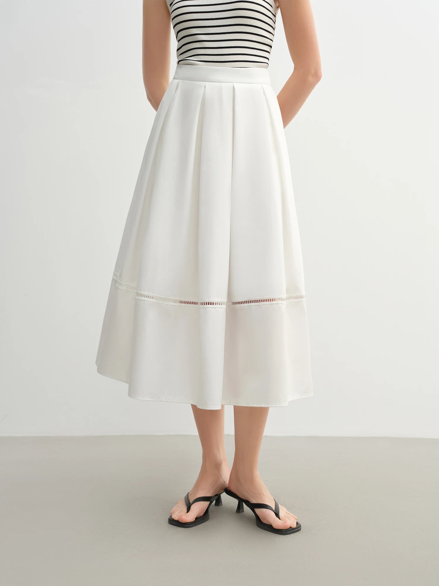DUSHU Plus Size Artistic Retro Simple High Waist Skirt 2025 Summer New Umbrella Skirt Cover Meat Slim Long Skirt 25DS82475