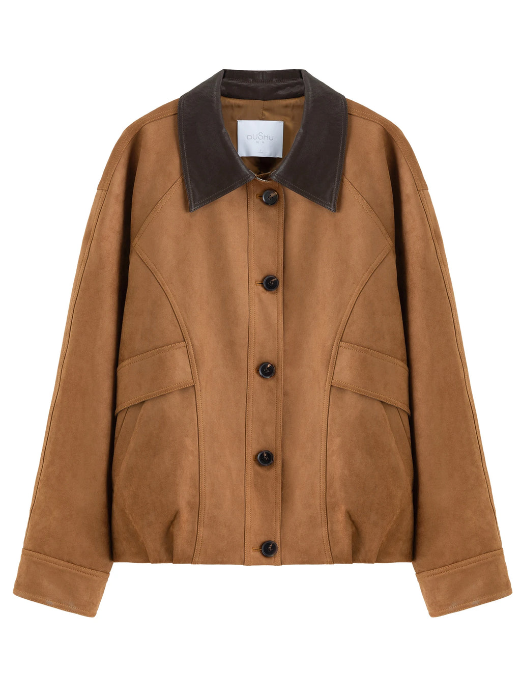 DUSHU 2026 Spring Women's Rustic Faux Suede Loose Fit Cropped Jacket - Soft Comfortable Short Coat for Casual Outdoor Daily Wear