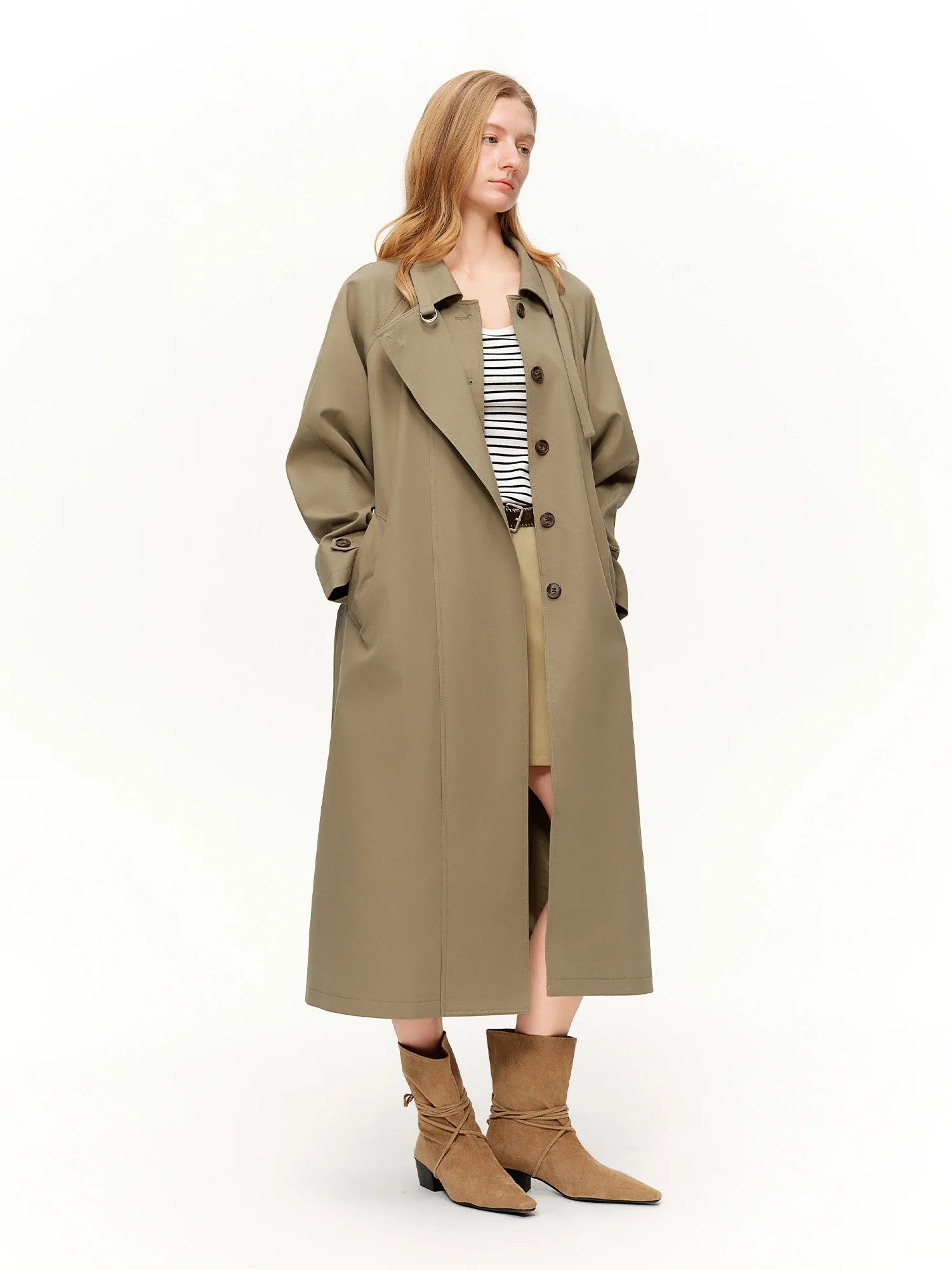 DUSHU British Style Long and Short Trench Coats New Spring 2025 Urban Classic Lapel Jackets Cropped Commuting Temperament