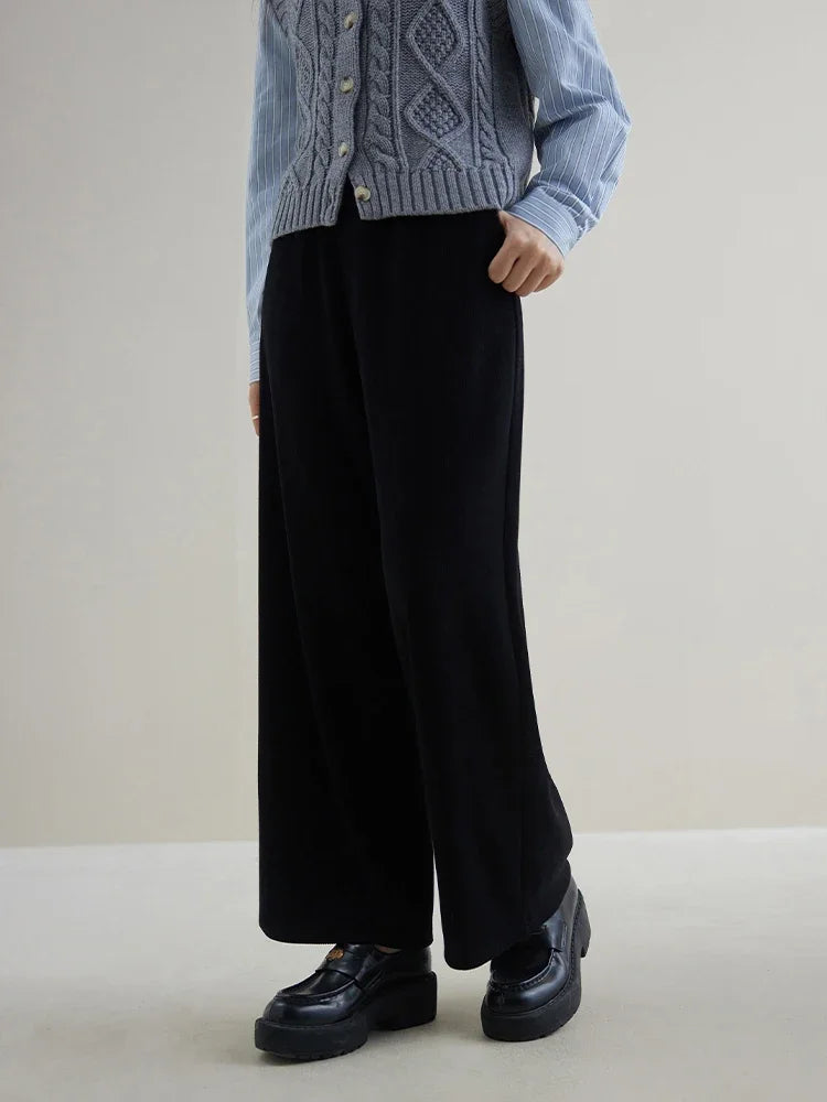 DUSHU 【Length Optional】Sports Style Leisure High-waist Loose Straight Pants for Women Winter New Versatile Long Trousers Female
