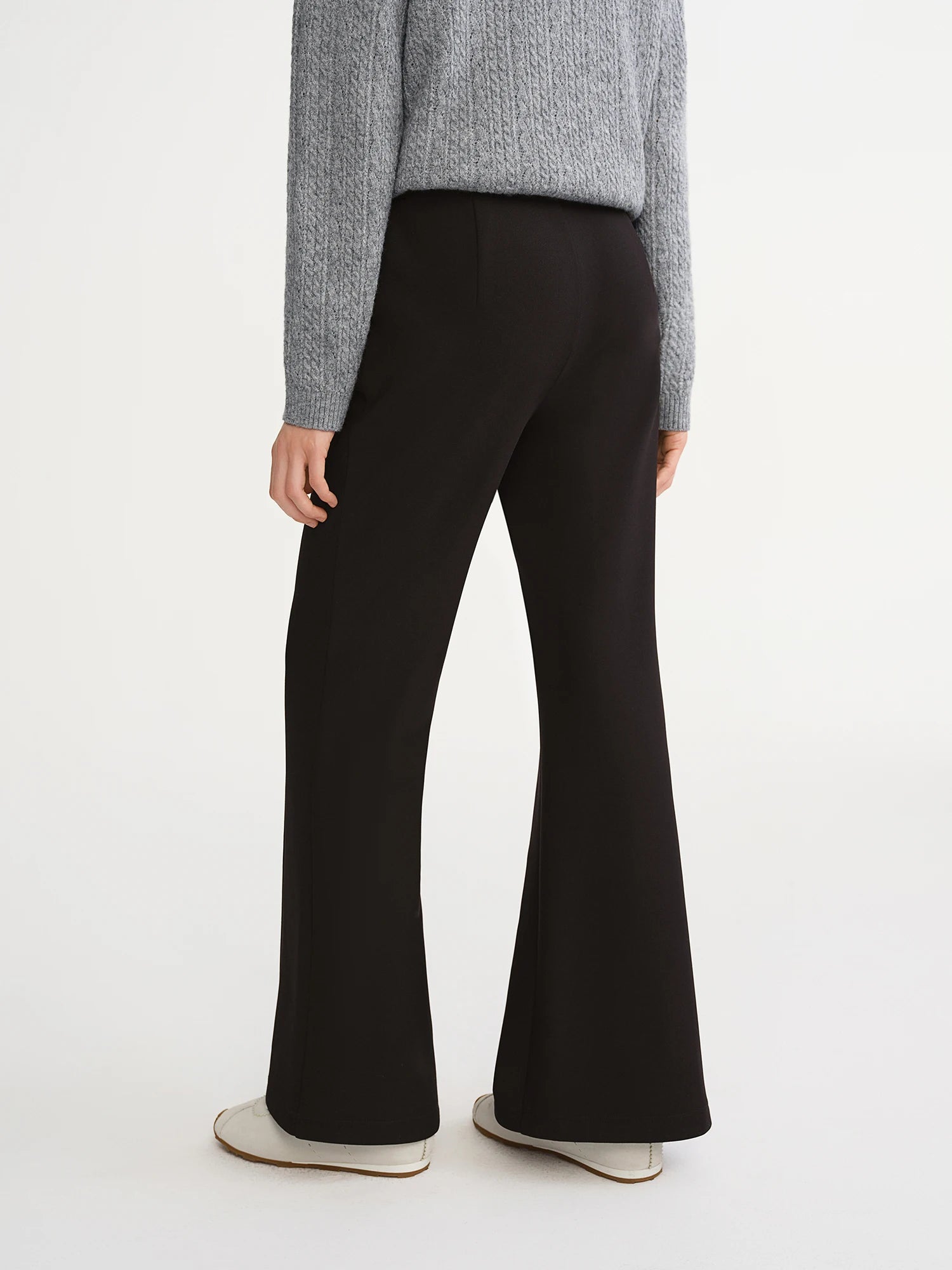 DUSHU Plus-Size Women's Contour Seam Fleece-Lined Bell-Style Winter Pants Winter 2025 New Arrival Black Casual Pants Everyday