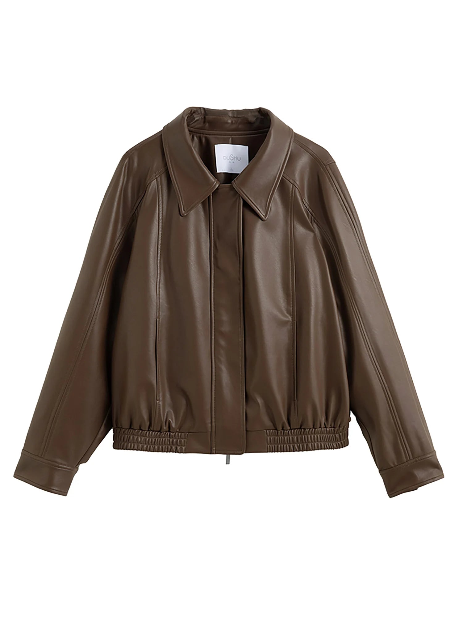 DUSHU Office Lady Women's Retro Loose Leather Jacket 2025 Spring New Fashion Jacket Casual Loose Women Jacket 25DS81146