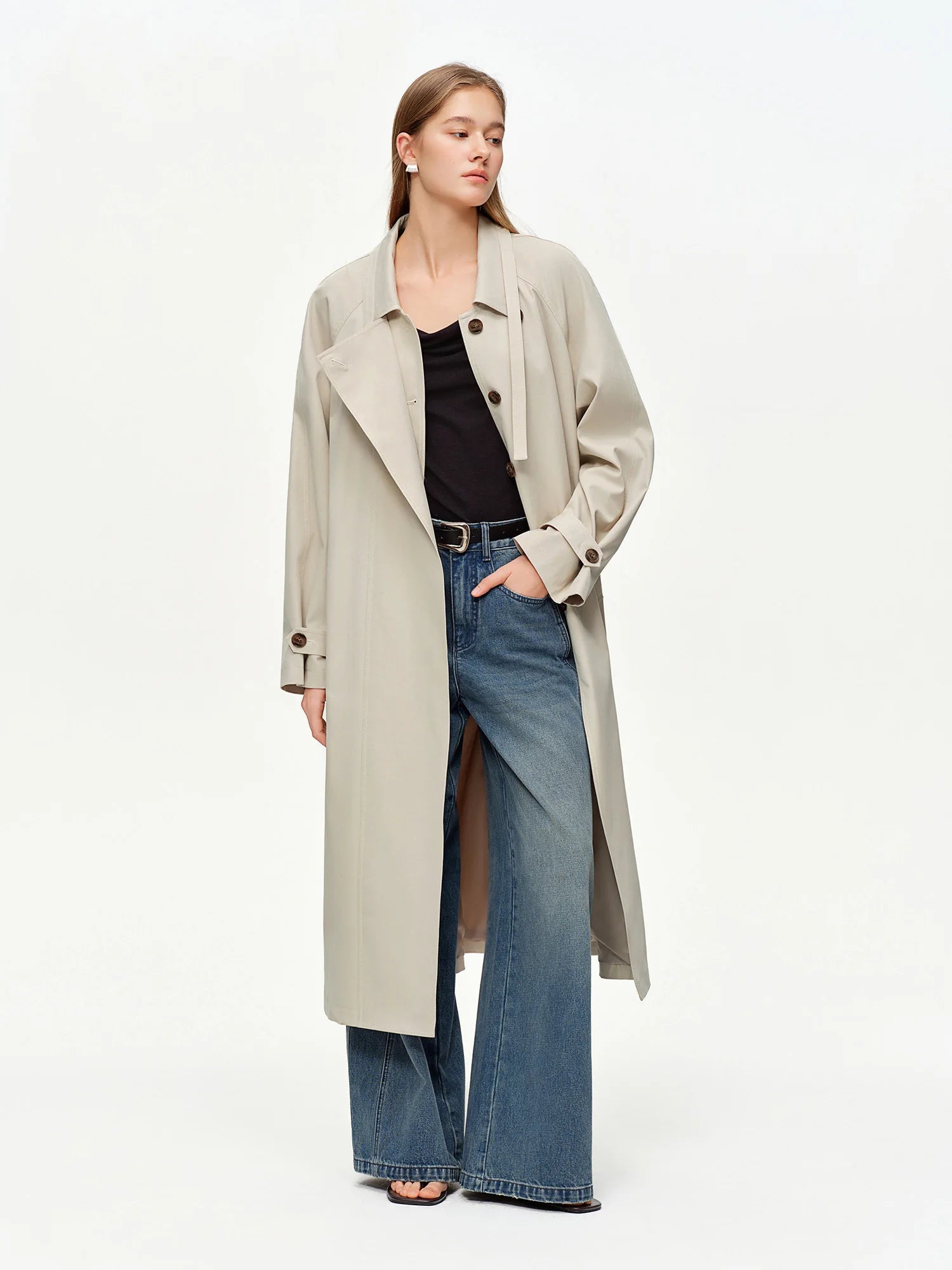 DUSHU British Style Long and Short Trench Coats New Spring 2025 Urban Classic Lapel Jackets Cropped Commuting Temperament