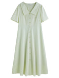 DUSHU 2025 Summer Women's A-Line Shirt Dress - Office-Ready with Tailored Waist & Breathable Fabric for Flattering Silhouette