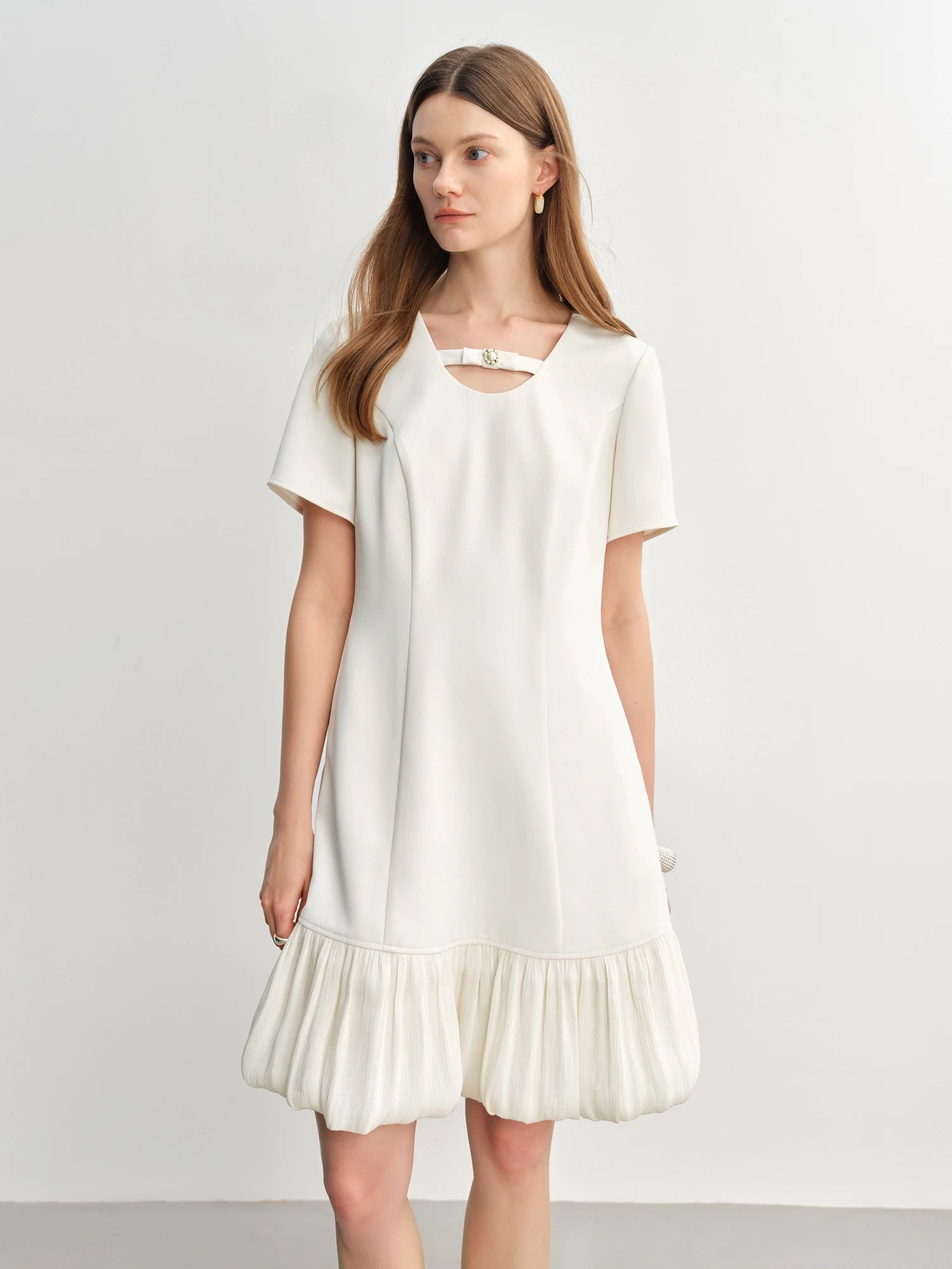DUSHU Women Elegant Temperament Splicing Dress For Women 2025 Summer New French Style Cloud Dress Fashion Short Dress 25DS82797