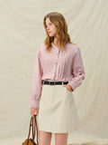 DUSHU Plus Size Women's Autumn 2025 New Design Embroidered Cuff Long Staple Cotton Shirt 25DS83148