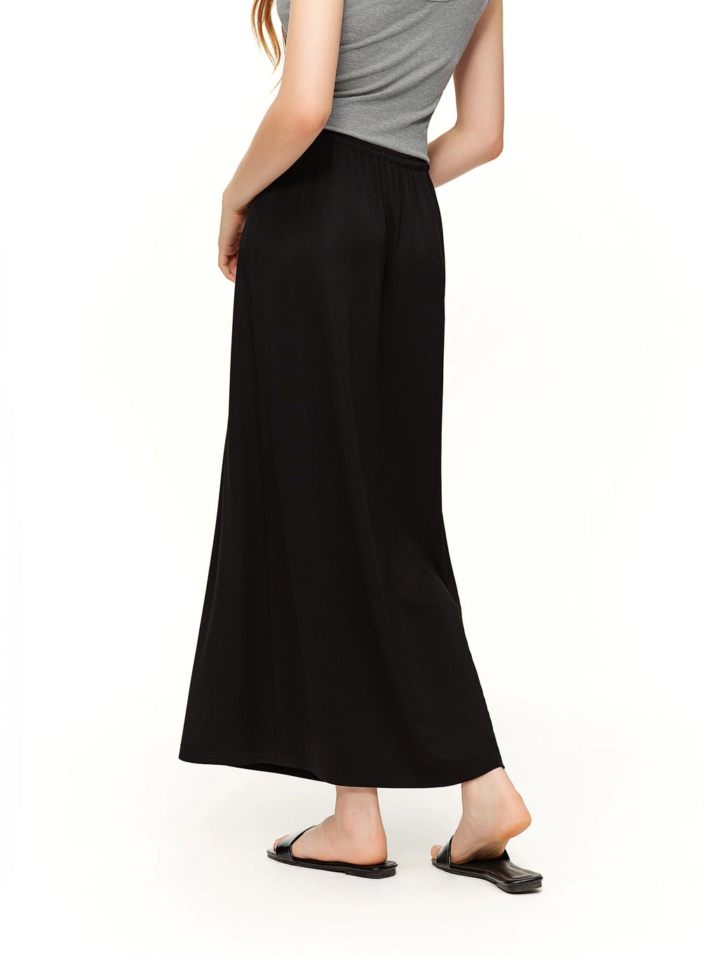 DUSHU Twilight Series Belted Flowing Straight-Cut Skirt 2026 Spring New Arrival Black Slimming Design Long Lenghth Loose Skirts
