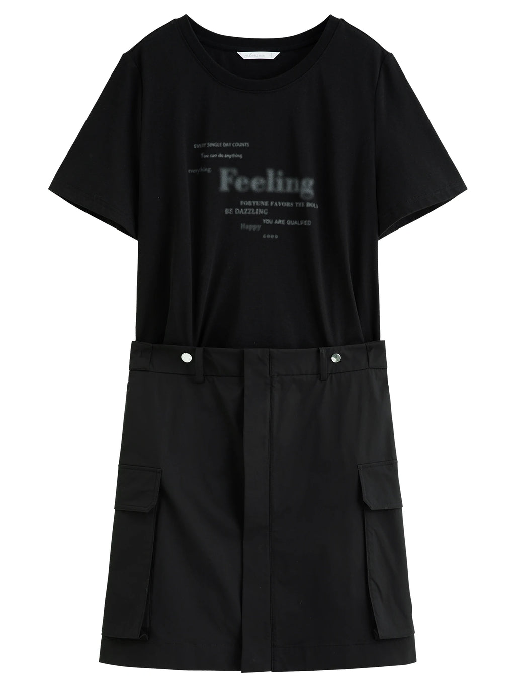 DUSHU Casual Splicing Fake Two-piece Dress Women 2025 Summer Slim Fit Dress 25DS82786