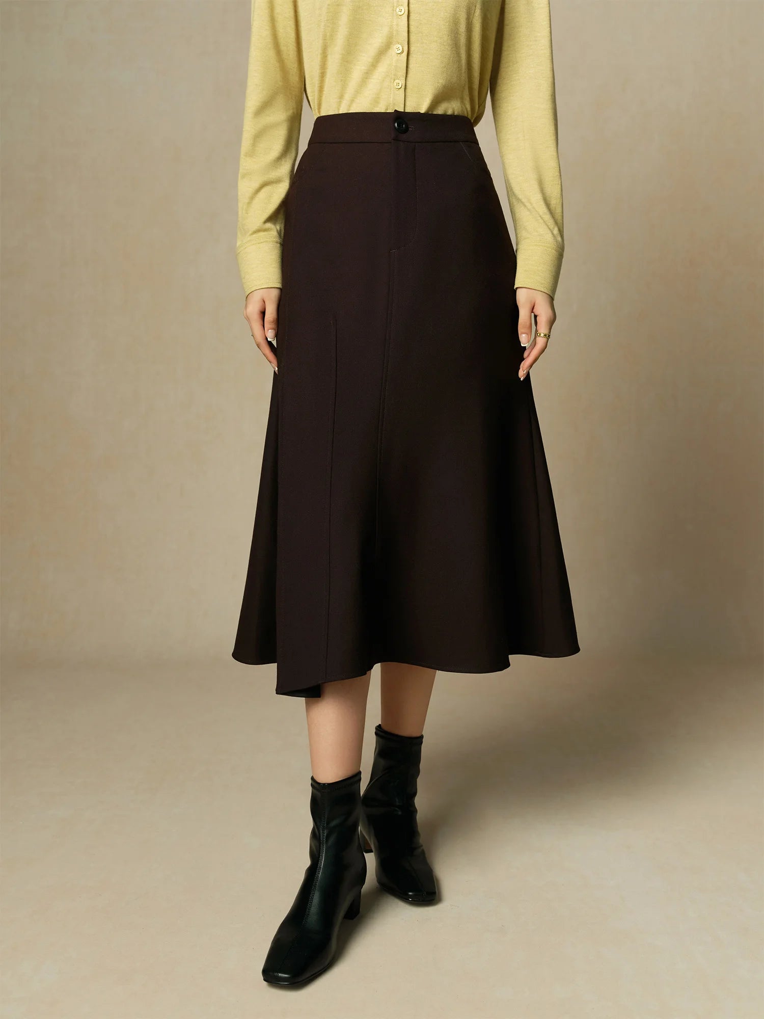 DUSHU Office Lady High Waist Tail Skirt 2024 Winter Temperament Mid Length Skirt for Women Casual Loose Women Skirts 24DH84060