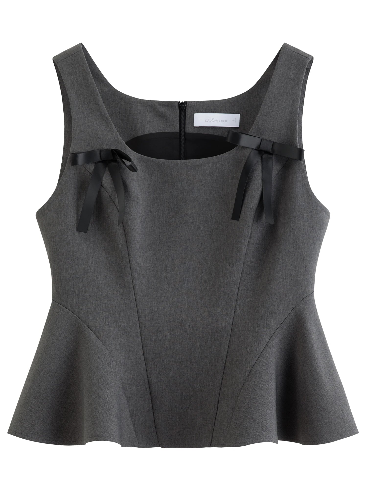 DUSHU 2026 Spring Women's Bow Accent Slim Fit Camisole with Stretch Fabric - Versatile Sleeveless Top for Casual and Daily Wear
