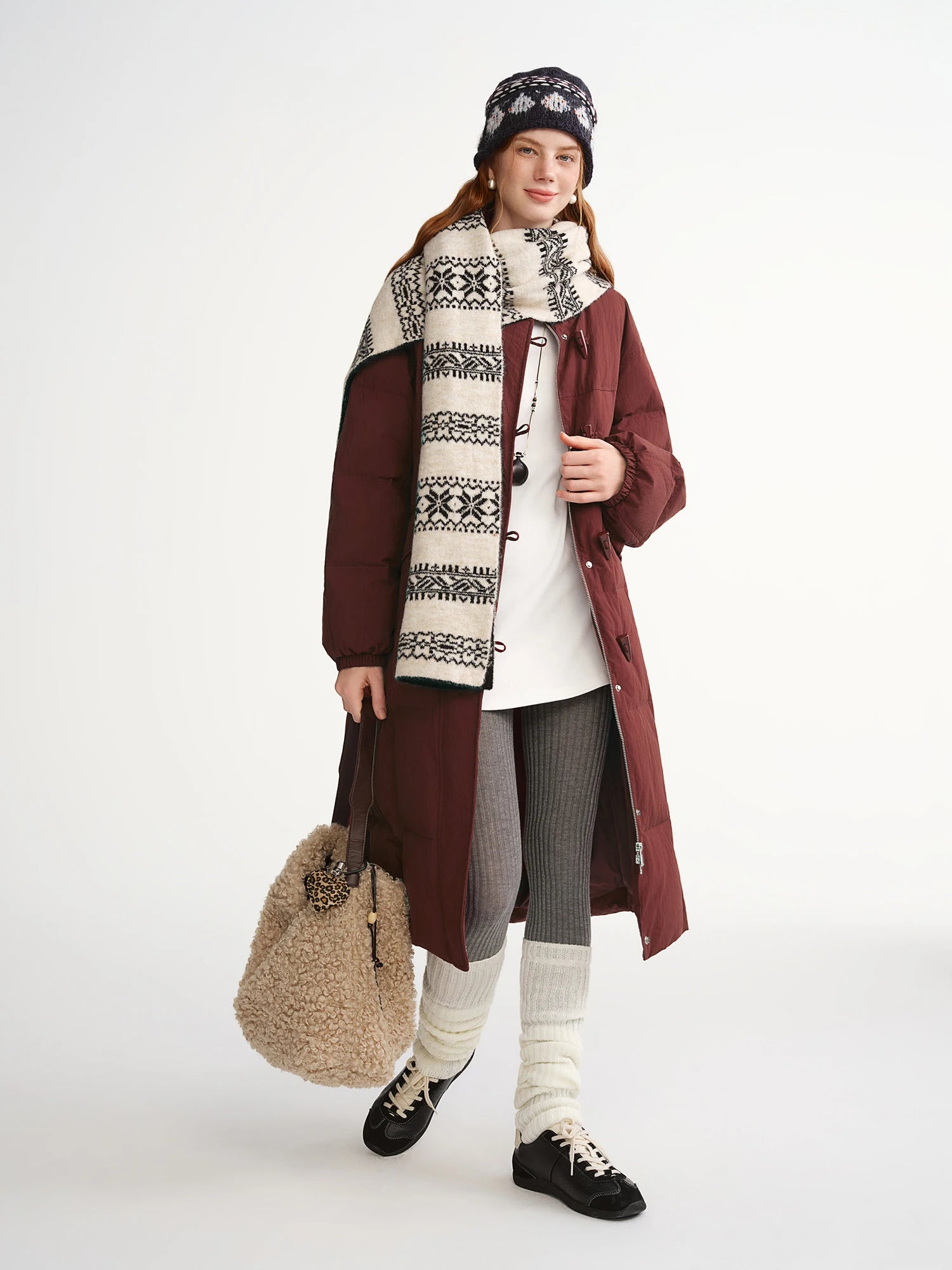 DUSHU Stand Collar Horn Button Long Down Jacket 2025 White Duck Down Jacket Simple Solid Leisure Straight Coats Loose Fit