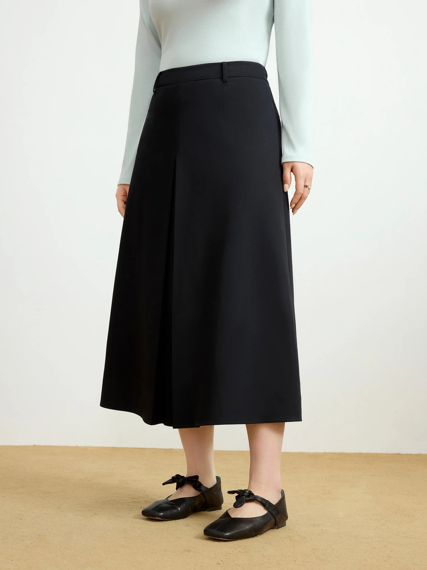 DUSHU Plus Size Women's Minimalist Pleated Skirt 2025 Spring Summer Versatile Casual Elegant High Waist Slim Skirt 25DS81199