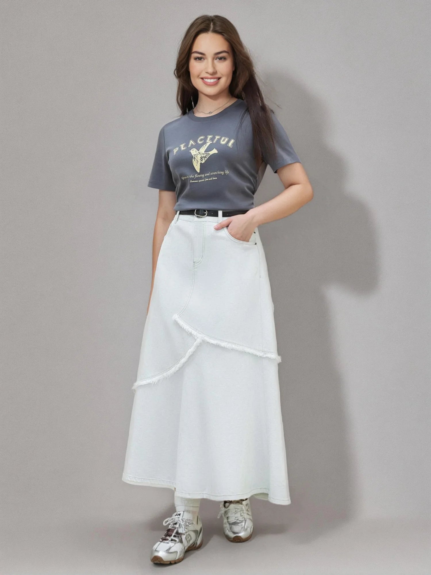 DUSHU Plus Size Women Skirt 2025 New Arrival Fashion Pure Cotton Denim Skirt Summer Design Versatile Slim Chc Skirt 25DS82344