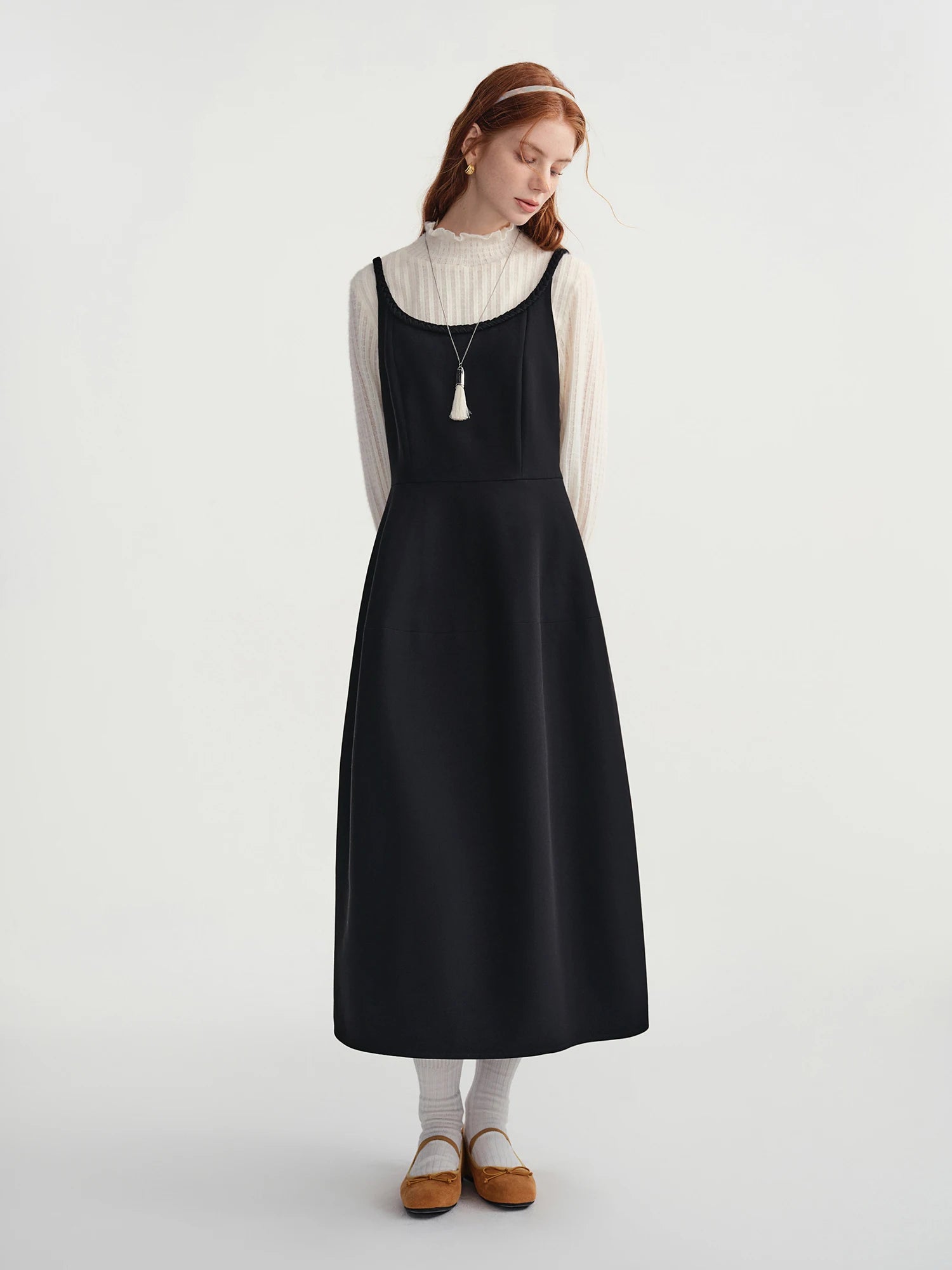 DUSHU Plus Size 2025 Women's Sleeveless Slip Midi Dress Satin Lace Trim Elegant Cocktail Party Gown Winter Velvet Evening Dress