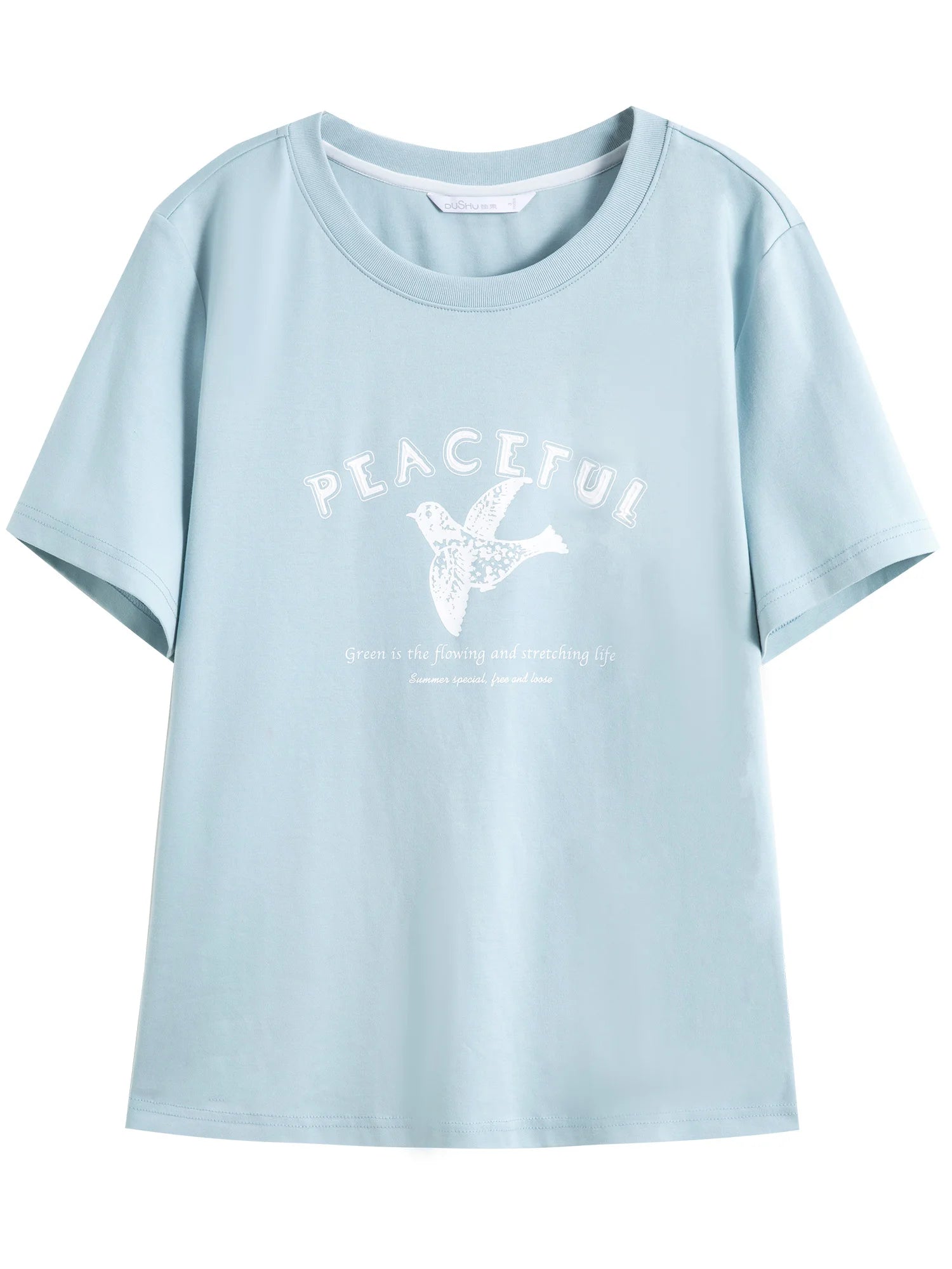 DUSHU Plus Size Round Neck Short Sleeve Printed Cool T-shirt 2025 Summer New Arrival Loose Straight Top for Women 25DS82196