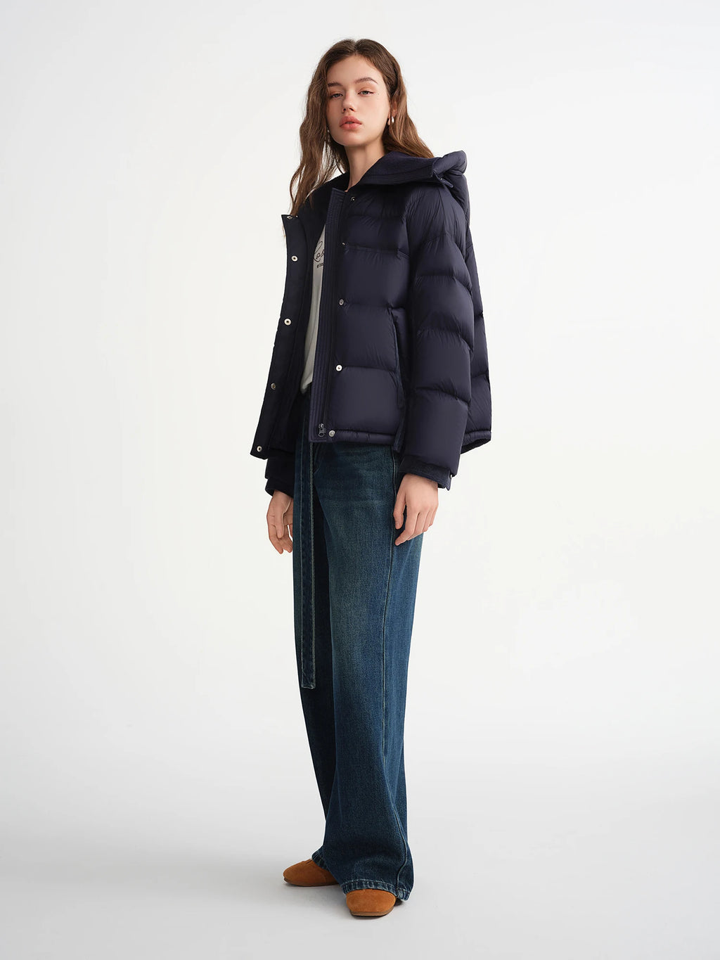DUSHU 2025 Winter Women's Hooded Puffer Down Coat - Relaxed Fit Plus Size Thermal Insulated Short Jacket for Casual Warmth