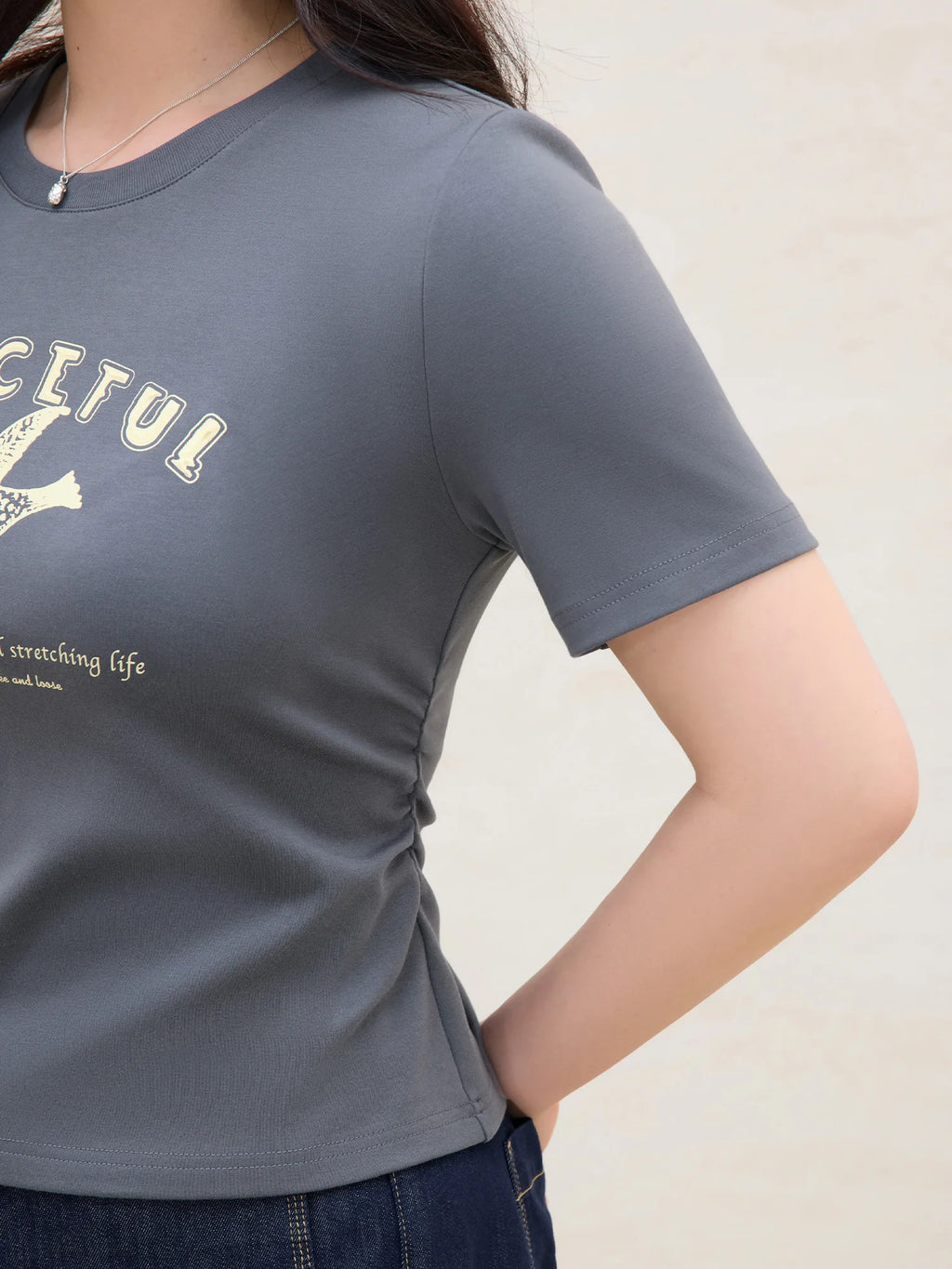 DUSHU Plus Size Round Neck Short Sleeve Printed Cool T-shirt 2025 Summer New Arrival Loose Slim Design Tops for Women 25DS82182