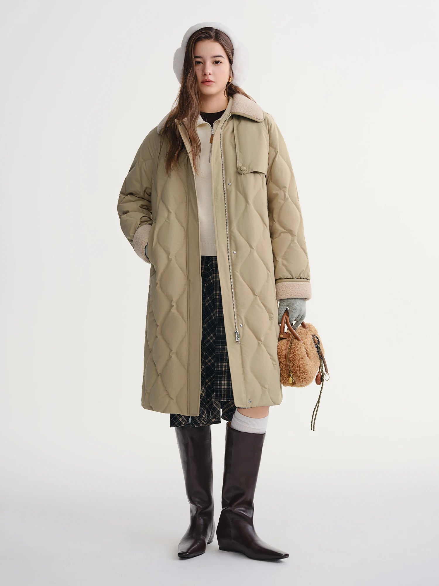DUSHU New Women's Vintage Color Block Down Jacket 2025 Winter Warm White Duck Down Coat Casual Outdoor Parka For Daily Commute