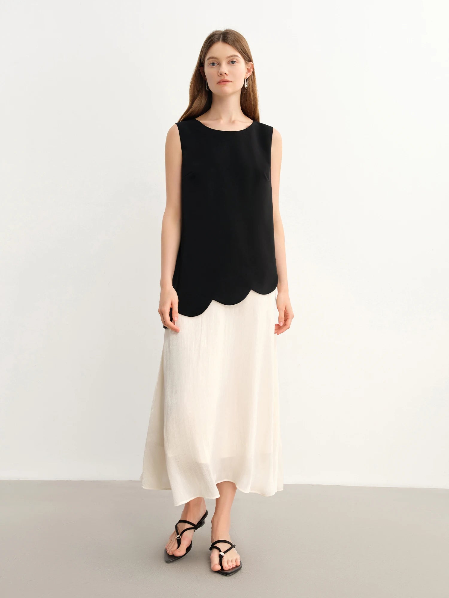 DUSHU Women's Bold Color Block Fake Two-Piece Dress Summer 2025 New Design-Sensational Youthful Chic Dress 25DS82848+25DS82793