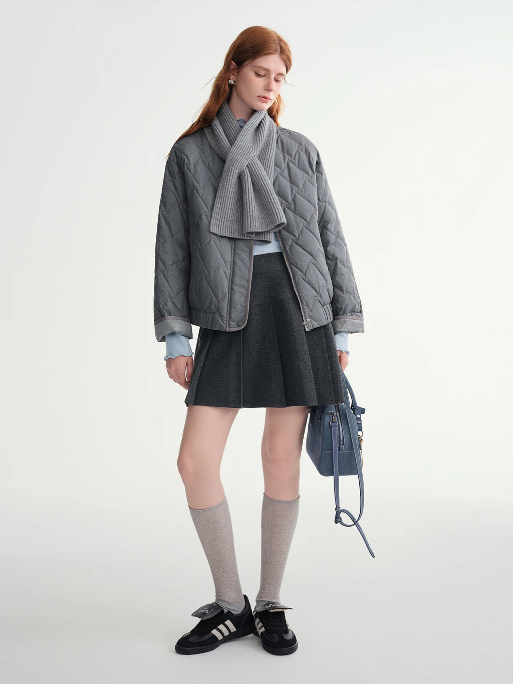 DUSHU Plus-size Women【Commute Essential】 Scarf 90cm White Goose Down Jacket Winter All Season Lightweight Insulated Short Coat