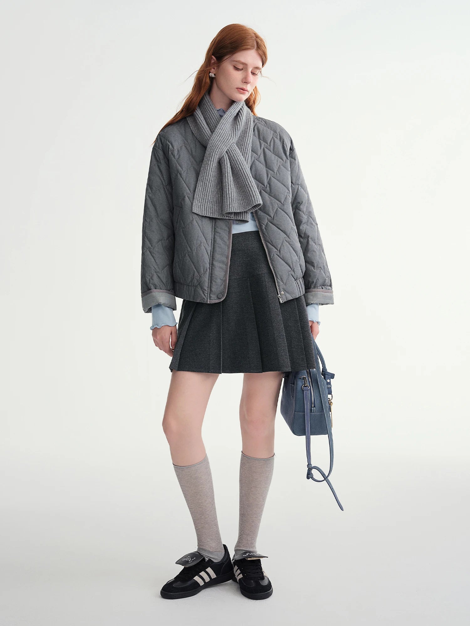 DUSHU Plus-size Women【Commute Essential】 Scarf 90cm White Goose Down Jacket Winter All Season Lightweight Insulated Short Coat