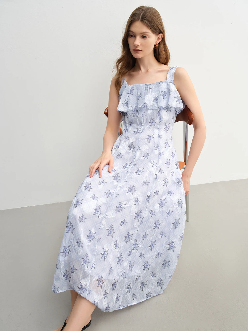 DUSHU French Style Rose Print Cut Flower Strappy Dress 2025 New Summer Arrival Elegant Temperament Slim Long Dress 25DS82577