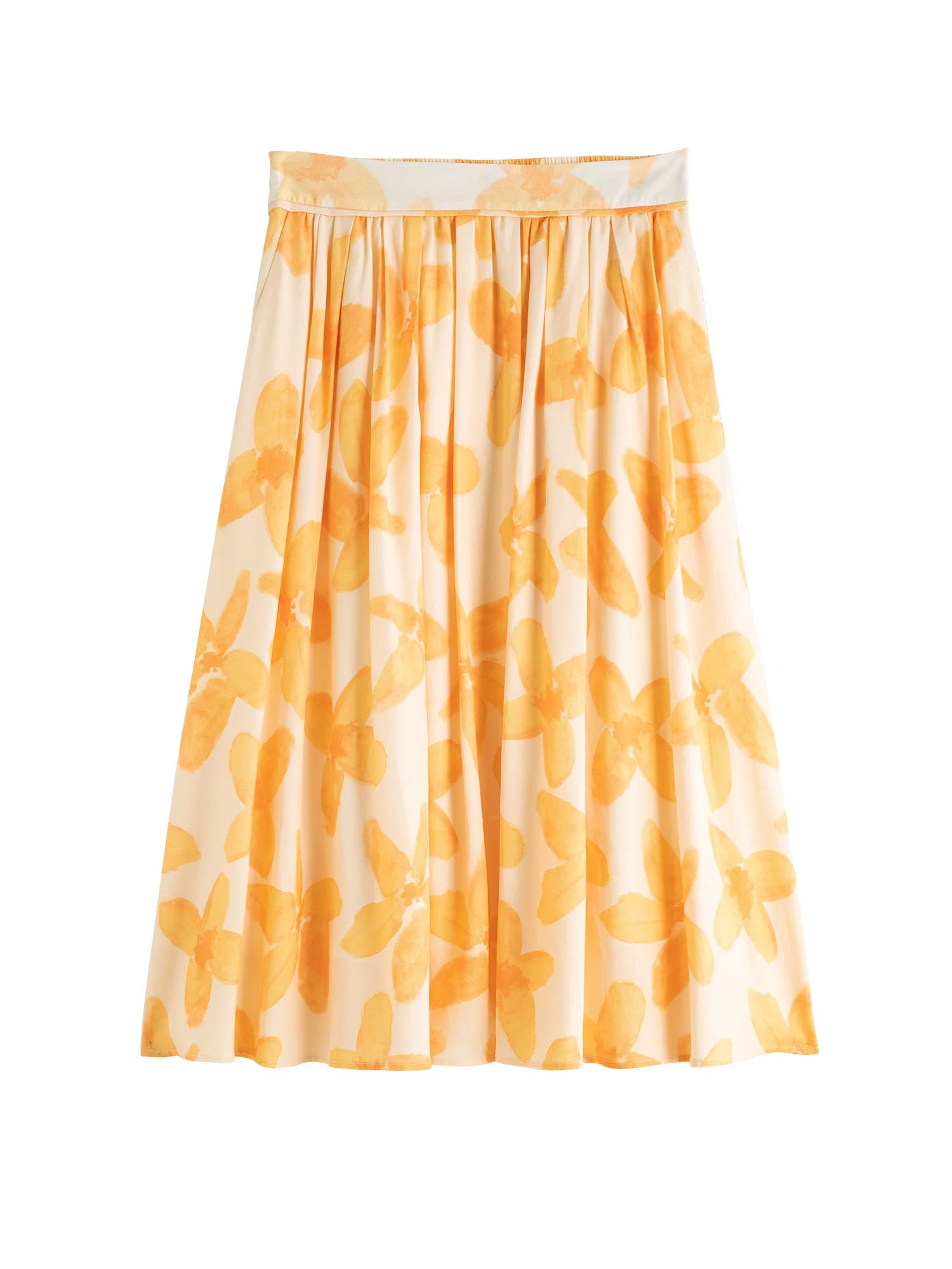 DUSHU Plus Size Romantic Art Orange Flower Umbrella Skirt For Women 2025 Summer Floral Fashion High Waist Skirt 25DS82081