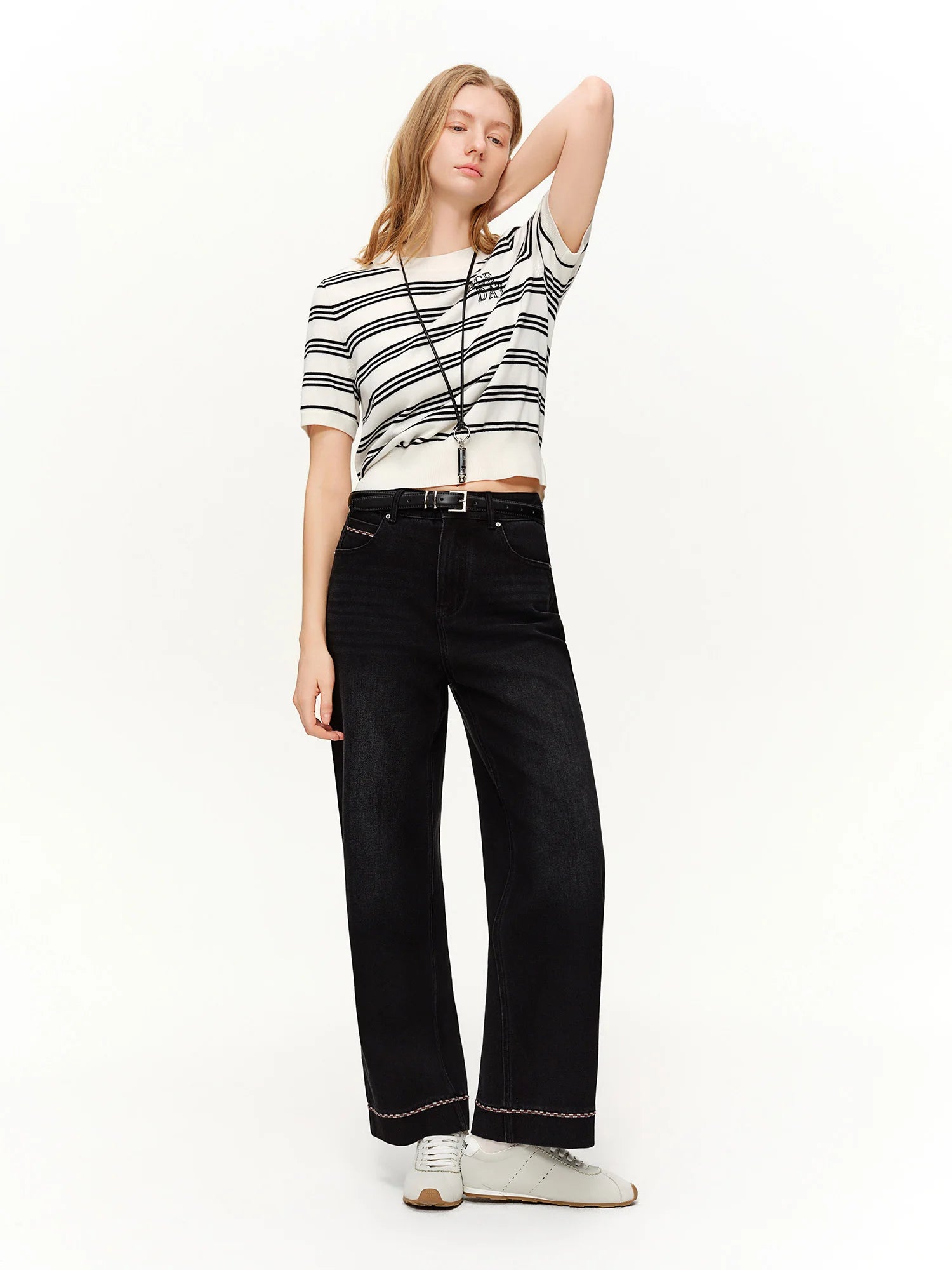 DUSHU Double-length Jeans Women High-waisted Slim-fit Classic Baguette Pants High Waist Elegant Office Lady Spring Trendy
